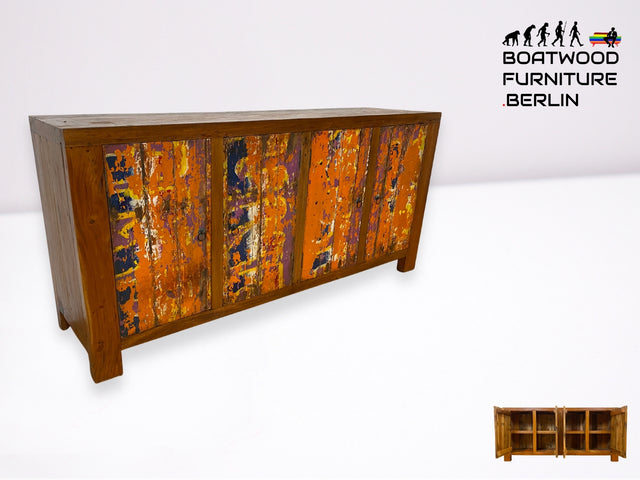 Boatwood by WMK I Einzigartiges 180cm langes handgefertigtes Sideboard aus altem Bootsholz I Lowboard Kommode TV Board Schrank Wäschekommode Fernsehschrank Fernsehkommode Anrichte I Berlin Bayern NRW