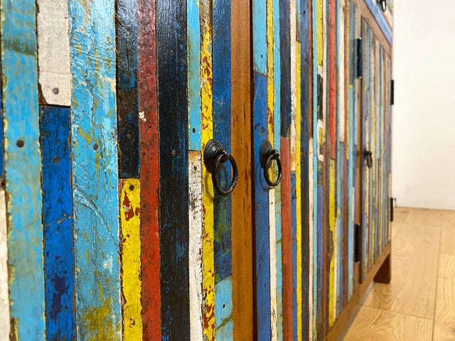 Besonders schönes Sideboard aus altem Bootsholz mit Schubladen I Schrank Anrichte Kommode Buffet Büfett Küchenschrank Flurschrank Fernsehschrank Patchwork I