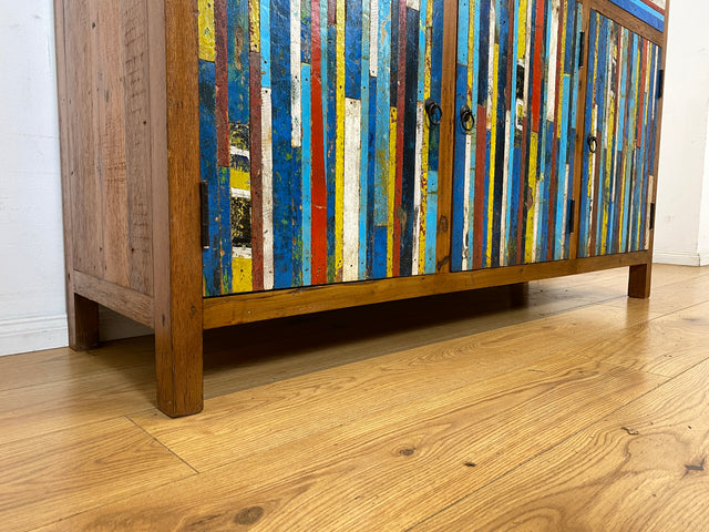 Besonders schönes Sideboard aus altem Bootsholz mit Schubladen I Schrank Anrichte Kommode Buffet Büfett Küchenschrank Flurschrank Fernsehschrank Patchwork I