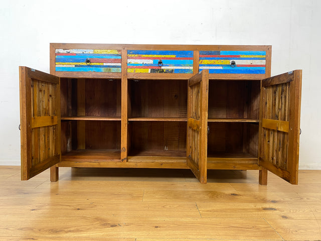 Besonders schönes Sideboard aus altem Bootsholz mit Schubladen I Schrank Anrichte Kommode Buffet Büfett Küchenschrank Flurschrank Fernsehschrank Patchwork I