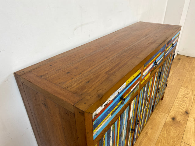 Besonders schönes Sideboard aus altem Bootsholz mit Schubladen I Schrank Anrichte Kommode Buffet Büfett Küchenschrank Flurschrank Fernsehschrank Patchwork I