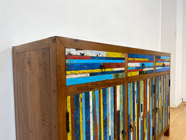 Besonders schönes Sideboard aus altem Bootsholz mit Schubladen I Schrank Anrichte Kommode Buffet Büfett Küchenschrank Flurschrank Fernsehschrank Patchwork I