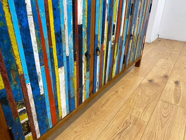 Besonders schönes Sideboard aus altem Bootsholz mit Schubladen I Schrank Anrichte Kommode Buffet Büfett Küchenschrank Flurschrank Fernsehschrank Patchwork I