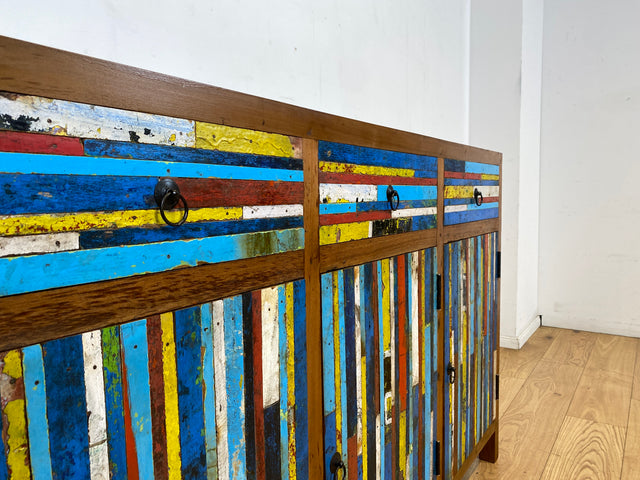 Besonders schönes Sideboard aus altem Bootsholz mit Schubladen I Schrank Anrichte Kommode Buffet Büfett Küchenschrank Flurschrank Fernsehschrank Patchwork I
