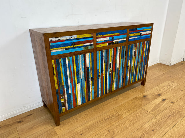 Besonders schönes Sideboard aus altem Bootsholz mit Schubladen I Schrank Anrichte Kommode Buffet Büfett Küchenschrank Flurschrank Fernsehschrank Patchwork I