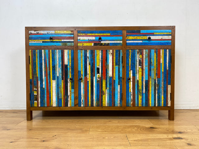 Besonders schönes Sideboard aus altem Bootsholz mit Schubladen I Schrank Anrichte Kommode Buffet Büfett Küchenschrank Flurschrank Fernsehschrank Patchwork I