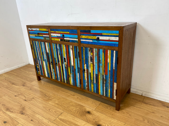 Besonders schönes Sideboard aus altem Bootsholz mit Schubladen I Schrank Anrichte Kommode Buffet Büfett Küchenschrank Flurschrank Fernsehschrank Patchwork I
