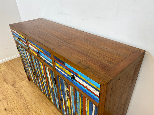 Besonders schönes Sideboard aus altem Bootsholz mit Schubladen I Schrank Anrichte Kommode Buffet Büfett Küchenschrank Flurschrank Fernsehschrank Patchwork I