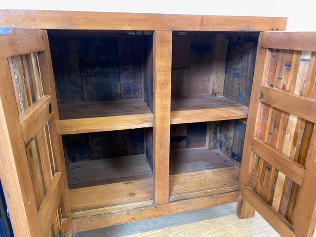 Boatwood by WMK I Einzigartiges Sideboard handgefertigt aus altem Bootsholz I Patchwork in Originalfarben I Teakholz I Kommode TV-Lowboard Schrank Anrichte TV-Bank Bootsmöbel I Berlin Rostock Hamburg