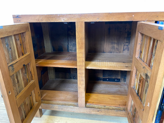 Boatwood by WMK I Einzigartiges Sideboard handgefertigt aus altem Bootsholz I Patchwork in Originalfarben I Teakholz I Kommode TV-Lowboard Schrank Anrichte TV-Bank Bootsmöbel I Berlin Rostock Hamburg