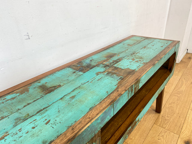 Besonders schönes Sideboard handgefertigt aus altem Bootsholz in Originalfarben mit Schublade I TV-Lowboard Lowboard Kommode Fernsehkommode TV Bank Rack I
