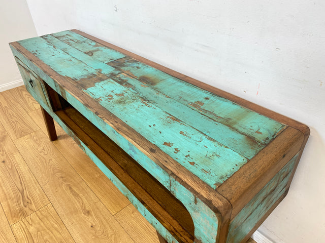 Besonders schönes Sideboard handgefertigt aus altem Bootsholz in Originalfarben mit Schublade I TV-Lowboard Lowboard Kommode Fernsehkommode TV Bank Rack I