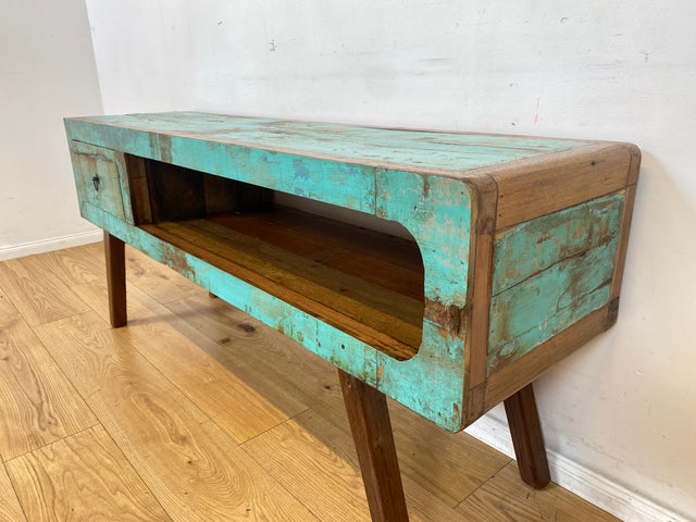 Besonders schönes Sideboard handgefertigt aus altem Bootsholz in Originalfarben mit Schublade I TV-Lowboard Lowboard Kommode Fernsehkommode TV Bank Rack I