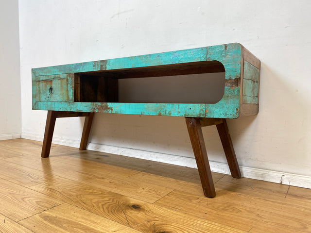 Besonders schönes Sideboard handgefertigt aus altem Bootsholz in Originalfarben mit Schublade I TV-Lowboard Lowboard Kommode Fernsehkommode TV Bank Rack I