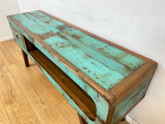 Besonders schönes Sideboard handgefertigt aus altem Bootsholz in Originalfarben mit Schublade I TV-Lowboard Lowboard Kommode Fernsehkommode TV Bank Rack I