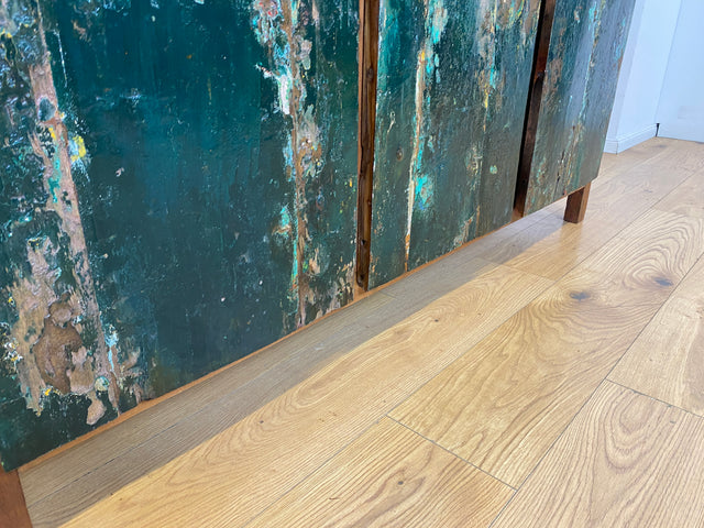 Boatwood by WMK I Einzigartiges Sideboard handgefertigt aus altem Bootsholz in Originalfarben I Teakholz massiv I Schrank Kommode Anrichte Büfett Buffet Chest Wäschekommode I Berlin Dresden Frankfurt