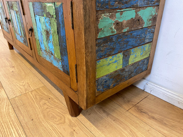Einzigartiges und hochwertiges Sideboard handgefertigt aus altem Bootsholz in Originalfarben mit Schubladen I Schrank Anrichte Kommode TV Lowboard Schuhschrank I