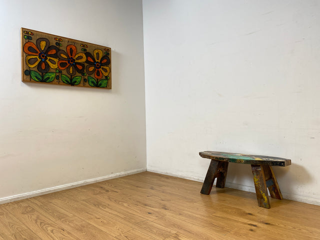 Boatwood by WMK I Robuste Sitzbank aus altem Bootsholz in Originalfarben I handgefertigtes Unikat I In- & Outdoor I Bank Holzbank Küchenbank Gartenbank Balkon Treibholz Loft Berlin Hessen Regensburg