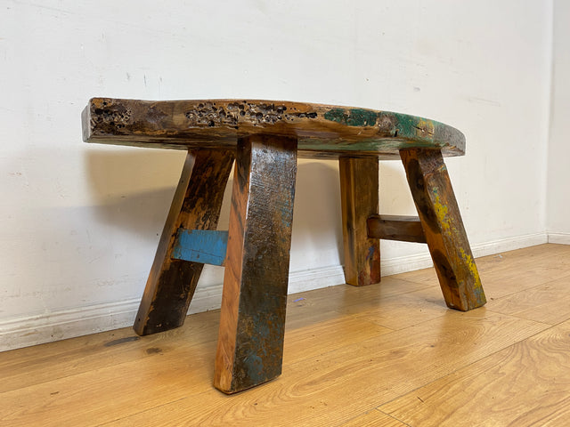 Boatwood by WMK I Robuste Sitzbank aus altem Bootsholz in Originalfarben I handgefertigtes Unikat I In- & Outdoor I Bank Holzbank Küchenbank Gartenbank Balkon Treibholz Loft Berlin Hessen Regensburg