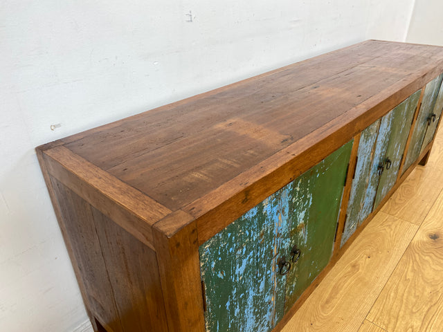 Sehr schönes Lowboard handgefertigt aus altem Bootsholz in Originalfarbe I Teakholz massiv I Sideboard Kommode Fernsehschrank TV Bank Industrial Design I