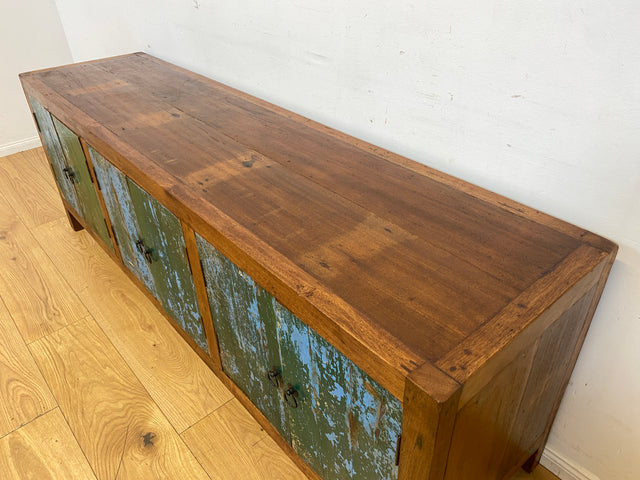 Sehr schönes Lowboard handgefertigt aus altem Bootsholz in Originalfarbe I Teakholz massiv I Sideboard Kommode Fernsehschrank TV Bank Industrial Design I