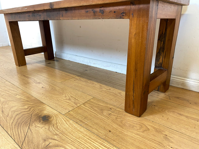 Schöne und stabile 125cm lange Sitzbank handgefertigt aus altem Bootsholz in Originalfarben I Teakholz massiv I Outdoor geeignet I Bank Holzbank Küchenbank Flurbank I