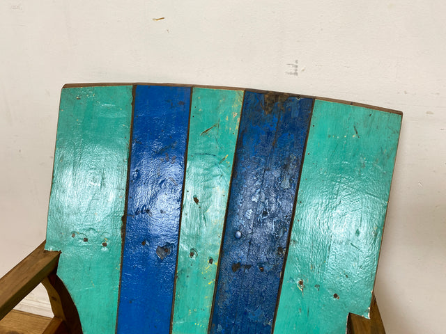 Formschöner und outdoor geeigneter Sessel aus altem Bootsholz in Originalfarben I Loungesessel Holzsessel Armchair Gartensessel Stuhl Gartenstuhl Balkon I