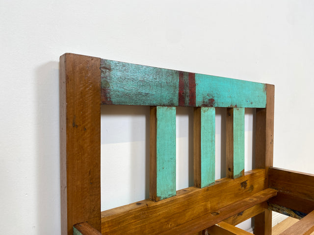 Boatwood by WMK # Beautiful &amp; sustainable single bed for mattresses 100x200 made from old boat wood, a handmade unique piece made from solid teak # Bed Daybed Bed Loft Industrial Design Boat Furniture Green