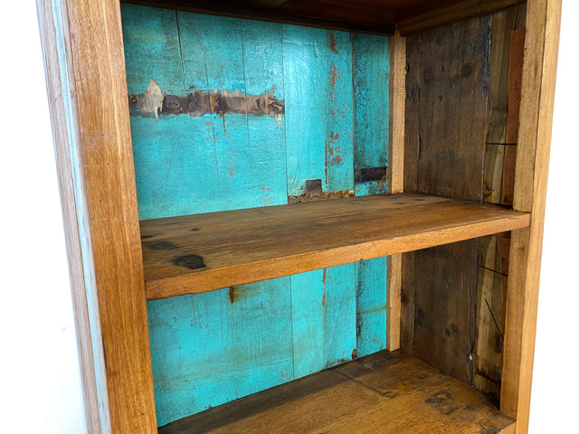 Boatwood by WMK I Schönes Bücherregal aus altem Bootsholz in Originalfarben I handgefertigt I Bücherschrank Regal Holzregal Highboard Kommode Raumtrenner Loft Teak Bootsmöbel Berlin Wolfsburg Dresden