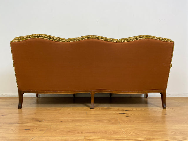 WMK # Wunderschönes Chippendale Sofa mit hochwertigem Brokat Bezug & Gold Braun & handverziertem Holzrahmen # Couch 3-Sitzer 3er Liege Sitzgarnitur Stilmöbel Barock Rokoko Vintage Berlin München Kiel