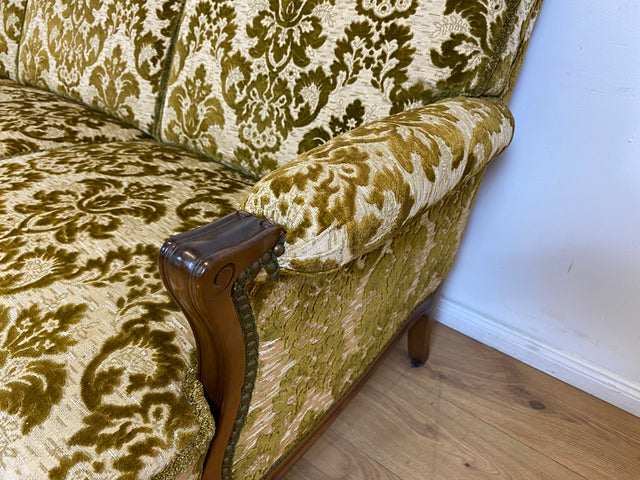 WMK # Wunderschönes Chippendale Sofa mit hochwertigem Brokat Bezug & Gold Braun & handverziertem Holzrahmen # Couch 3-Sitzer 3er Liege Sitzgarnitur Stilmöbel Barock Rokoko Vintage Berlin München Kiel