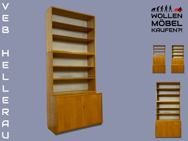 WMK I Heller Designer Bücherschrank 605 von Bruno Knoblauch für VEB Hellerau aus 1968 in Esche I Bücherregal Regal Highboard Regalwand Stringregal Kommode Mid-Century Vintage DDR I Berlin Köln Hamburg