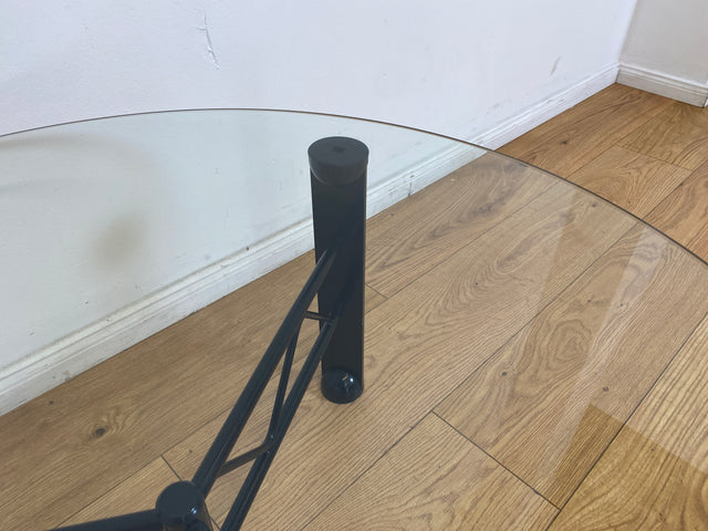 WMK # Stilvoller und sehr gut erhaltener Designer Couchtisch von Klöber aus 1996 mit runder Glasplatte 80cm auf schwarzem Metallgestell # Glastisch Wohnzimmertisch Coffee Table Sitzgarnitur Vintage
