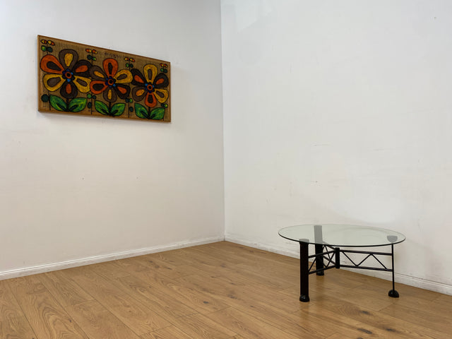 WMK # Stilvoller und sehr gut erhaltener Designer Couchtisch von Klöber aus 1996 mit runder Glasplatte 80cm auf schwarzem Metallgestell # Glastisch Wohnzimmertisch Coffee Table Sitzgarnitur Vintage