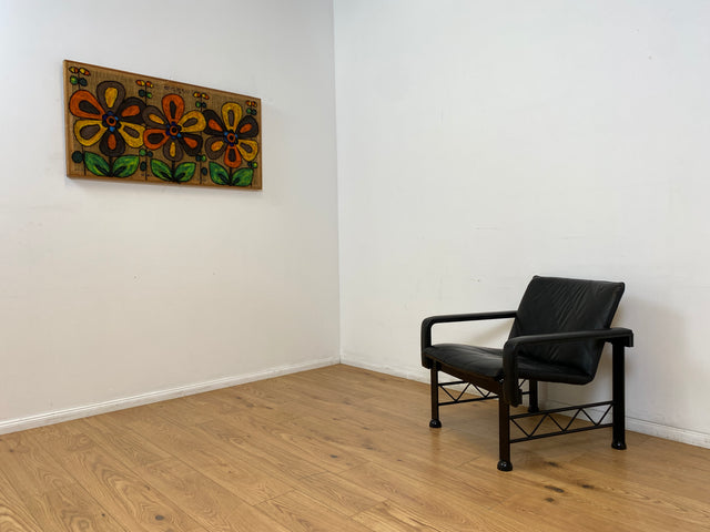 WMK # Stilvoller & hochwertiger Designersessel von Klöber aus 1996 mit Kunstleder Bezug auf schwarzem Metallrahmen # Sessel Ledersessel Clubsessel Wartestuhl Sitzgarnitur Büromöbel Praxismöbel Vintage