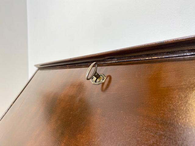 WMK # Beautiful and well-preserved Scandinavian secretary made of solid wood with drawers and pretty brass handles # Writing desk chest of drawers desk vintage 50s mid-century