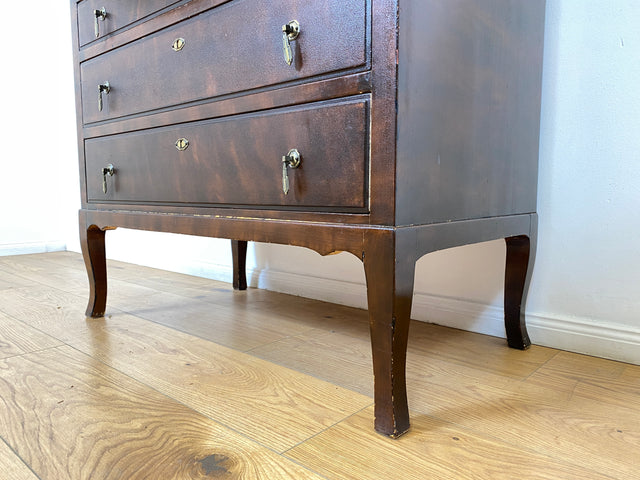WMK # Beautiful and well-preserved Scandinavian secretary made of solid wood with drawers and pretty brass handles # Writing desk chest of drawers desk vintage 50s mid-century