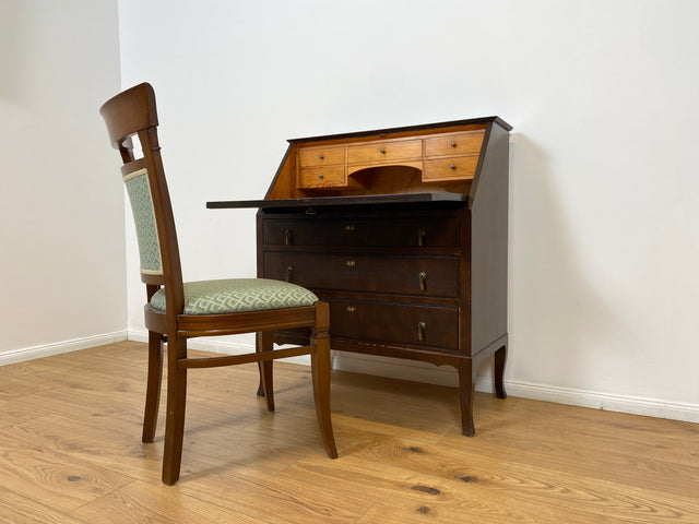 WMK # Beautiful and well-preserved Scandinavian secretary made of solid wood with drawers and pretty brass handles # Writing desk chest of drawers desk vintage 50s mid-century