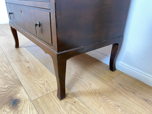 WMK # Beautiful and well-preserved Scandinavian secretary made of solid wood with drawers and pretty brass handles # Writing desk chest of drawers desk vintage 50s mid-century