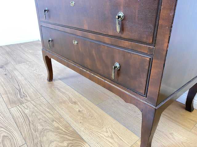 WMK # Beautiful and well-preserved Scandinavian secretary made of solid wood with drawers and pretty brass handles # Writing desk chest of drawers desk vintage 50s mid-century