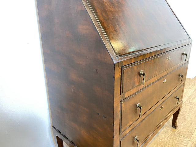 WMK # Beautiful and well-preserved Scandinavian secretary made of solid wood with drawers and pretty brass handles # Writing desk chest of drawers desk vintage 50s mid-century