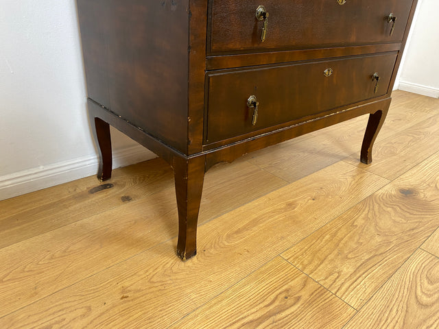 WMK # Beautiful and well-preserved Scandinavian secretary made of solid wood with drawers and pretty brass handles # Writing desk chest of drawers desk vintage 50s mid-century