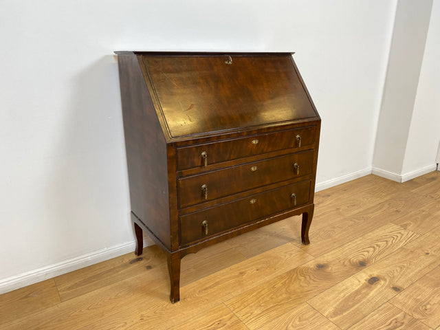 WMK # Beautiful and well-preserved Scandinavian secretary made of solid wood with drawers and pretty brass handles # Writing desk chest of drawers desk vintage 50s mid-century