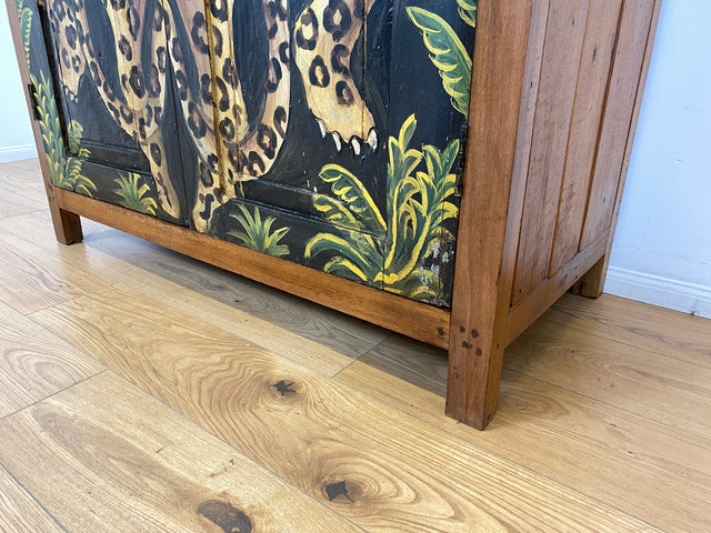 Boatwood by WMK # Exotischer Kleiderschrank kunstvoll handbemalt , ein aus altem Bootsholz handgefertigtes Unikat aus massivem Teakholz # Schrank Wäscheschrank Flurschrank Wardrobe Garderobe Teak