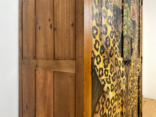 Boatwood by WMK # Exotischer Kleiderschrank kunstvoll handbemalt , ein aus altem Bootsholz handgefertigtes Unikat aus massivem Teakholz # Schrank Wäscheschrank Flurschrank Wardrobe Garderobe Teak