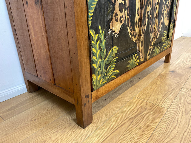 Boatwood by WMK # Exotischer Kleiderschrank kunstvoll handbemalt , ein aus altem Bootsholz handgefertigtes Unikat aus massivem Teakholz # Schrank Wäscheschrank Flurschrank Wardrobe Garderobe Teak