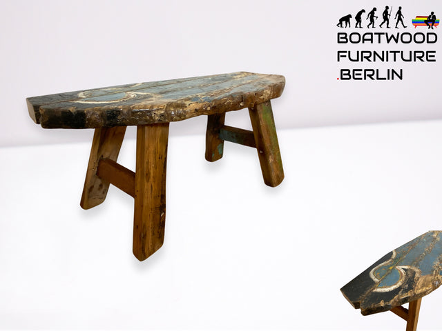 Boatwood by WMK I Einzigartige Sitzbank aus altem Bootsholz in Originalfarben I handgefertigtes Unikat I In- & Outdoor I Bank Holzbank Küchenbank Gartenbank Balkon Treibholz Loft Berlin Bremen Gera