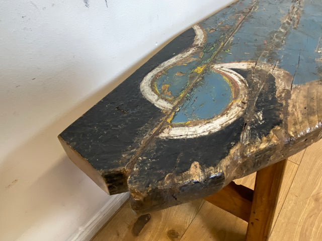 Boatwood by WMK I Einzigartige Sitzbank aus altem Bootsholz in Originalfarben I handgefertigtes Unikat I In- & Outdoor I Bank Holzbank Küchenbank Gartenbank Balkon Treibholz Loft Berlin Bremen Gera