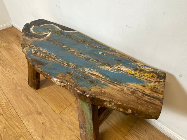 Boatwood by WMK I Einzigartige Sitzbank aus altem Bootsholz in Originalfarben I handgefertigtes Unikat I In- & Outdoor I Bank Holzbank Küchenbank Gartenbank Balkon Treibholz Loft Berlin Bremen Gera