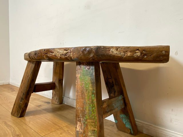 Boatwood by WMK I Einzigartige Sitzbank aus altem Bootsholz in Originalfarben I handgefertigtes Unikat I In- & Outdoor I Bank Holzbank Küchenbank Gartenbank Balkon Treibholz Loft Berlin Bremen Gera